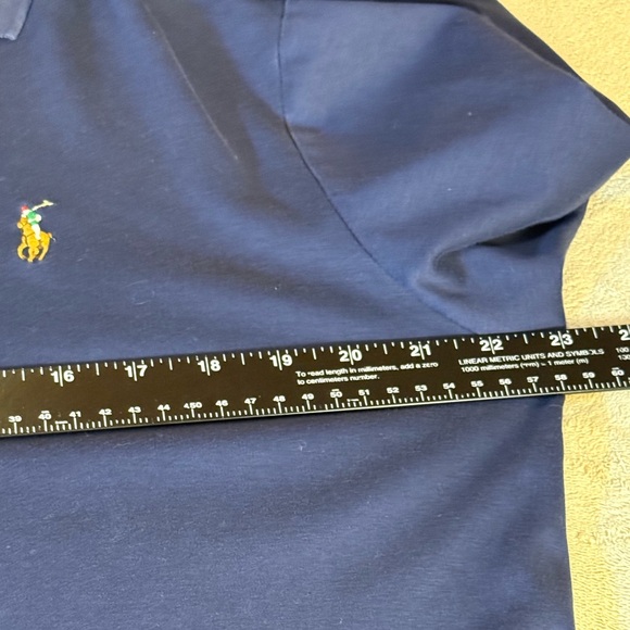 Ralph Lauren Long Sleeve Pima Polo Preppy  Navy Suede Trim Classic Fit L Men's - Picture 5 of 8